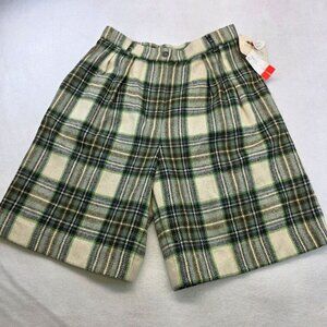 Vintage Susan Bristol Wool Blend Plaid Shorts 8 Green Deadstock Preppy Country